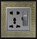 双<em style='color:red'>USB</em><em style='color:red'>带</em><em style='color:red'>多功能</em>插座图片